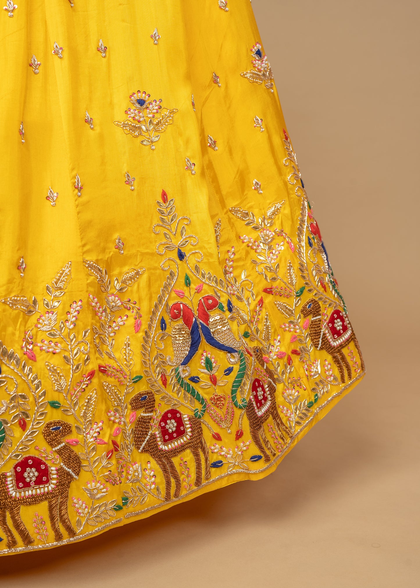 Yellow Designer Upada Silk Lehenga