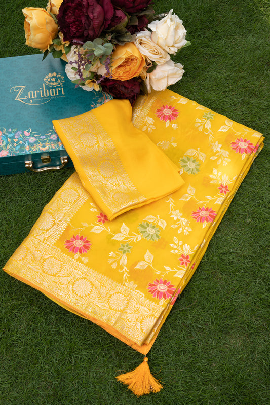 Yellow K-6732 Organza Saree