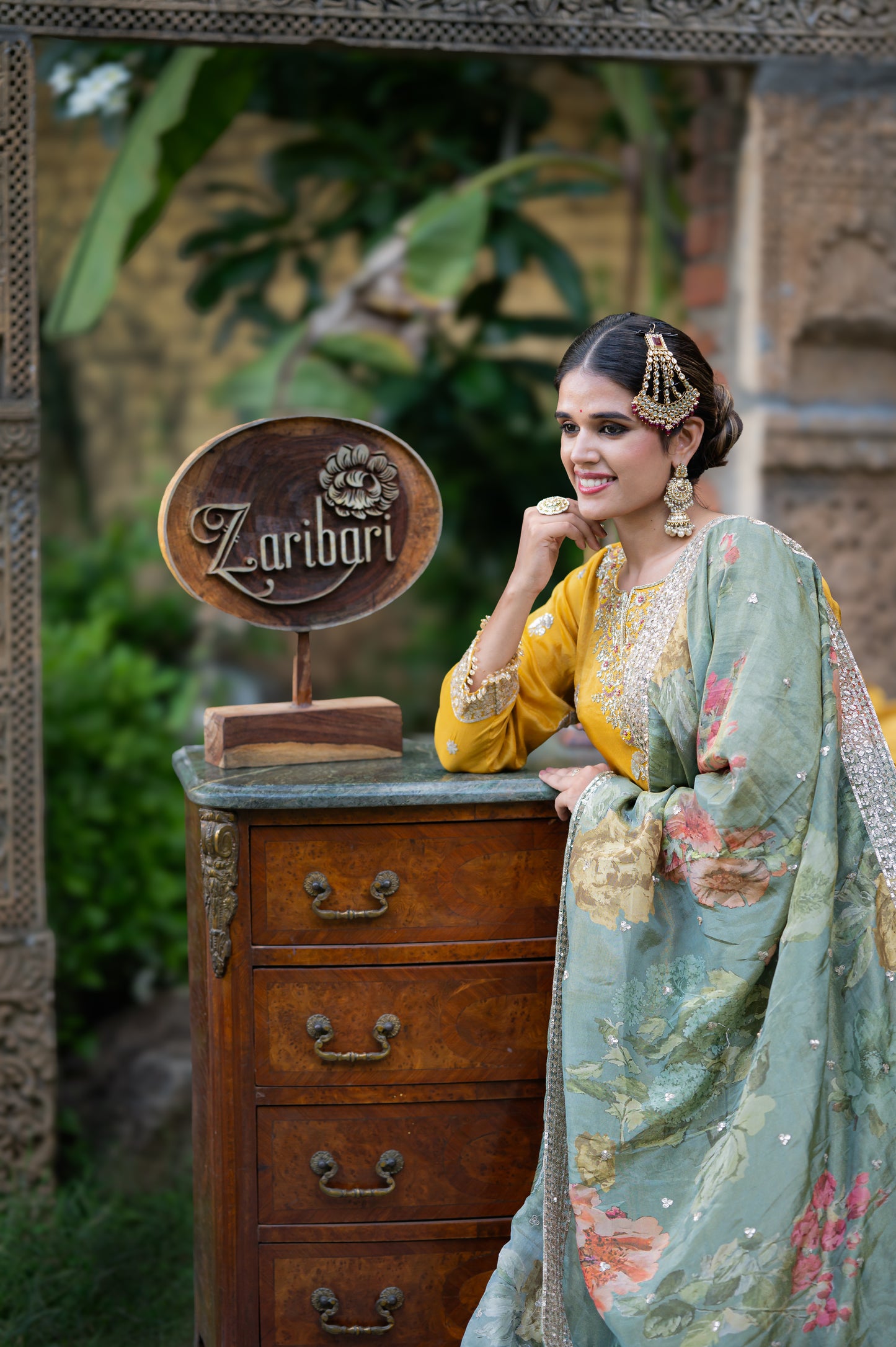 Mustard Tissue Lehenga with Kardana and Sequins Work