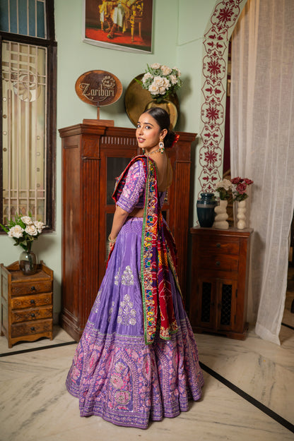 Bridal Dupatta - Red Bandhej Zardozi Elephant Peacock | Wedding Chunari