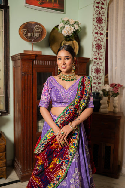 Bridal Dupatta - Red Bandhej Zardozi Elephant Peacock | Wedding Chunari