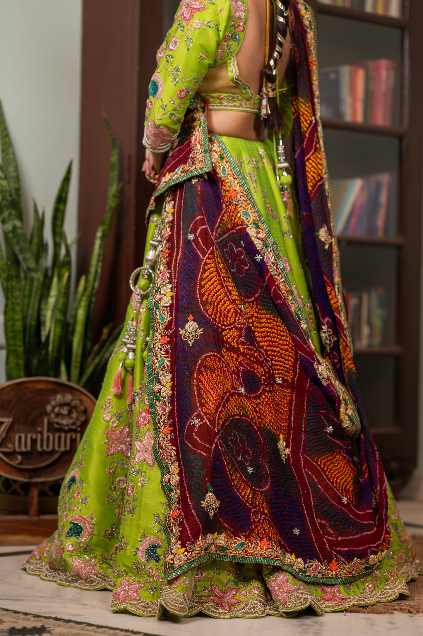 Maroon Pure Ojariya Bandhej Chunari with Zardozi Kardana Sequins Work