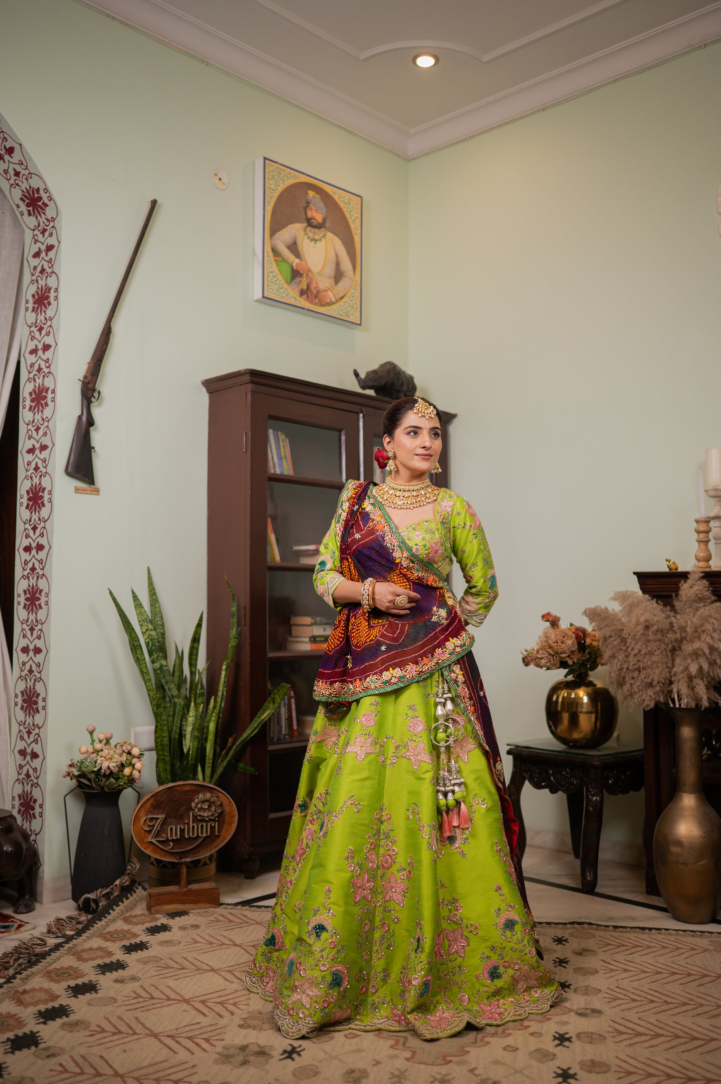 Maroon Pure Ojariya Bandhej Chunari with Zardozi Kardana Sequins Work