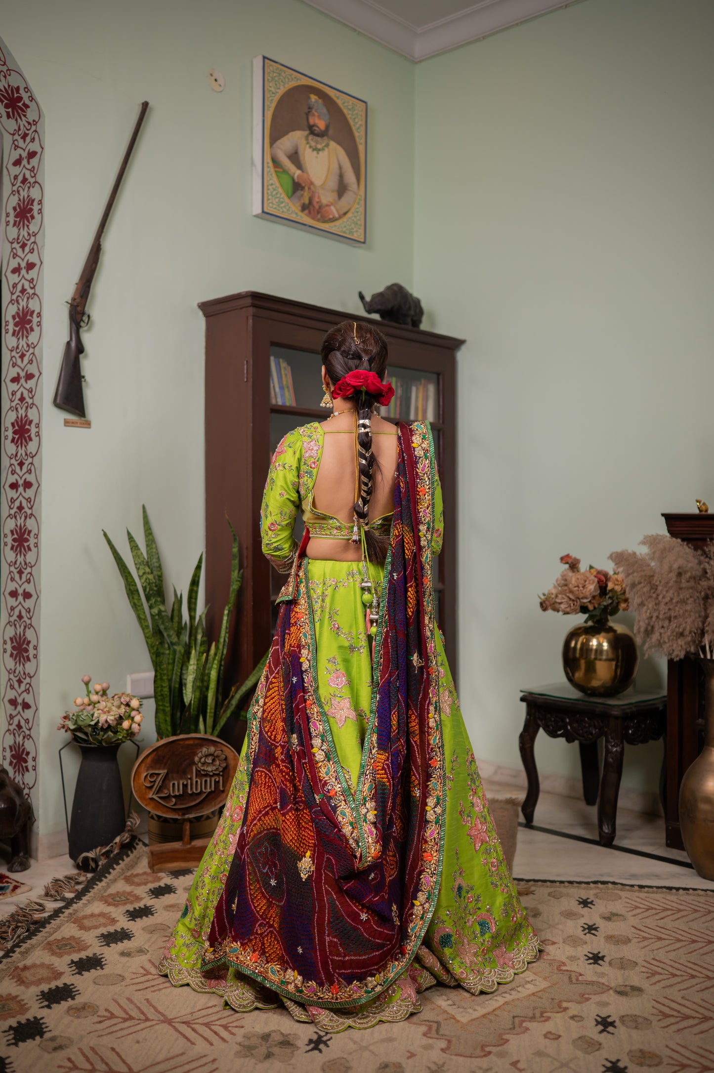 Maroon Pure Ojariya Bandhej Chunari with Zardozi Kardana Sequins Work